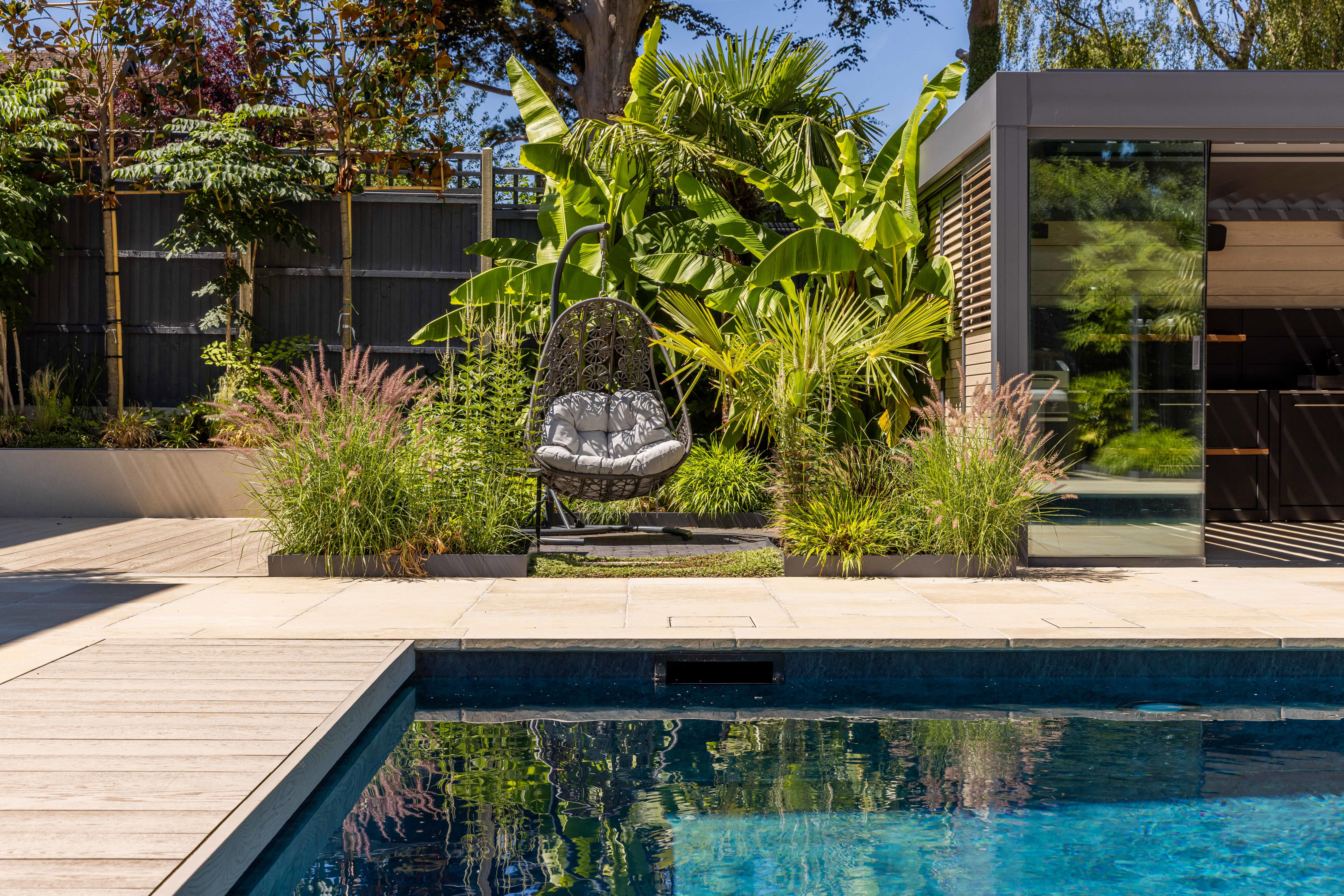 Cocooned corners for relaxing, surrounded by planting 