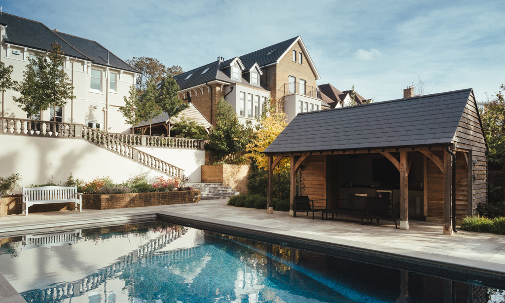 Oak framed pool building