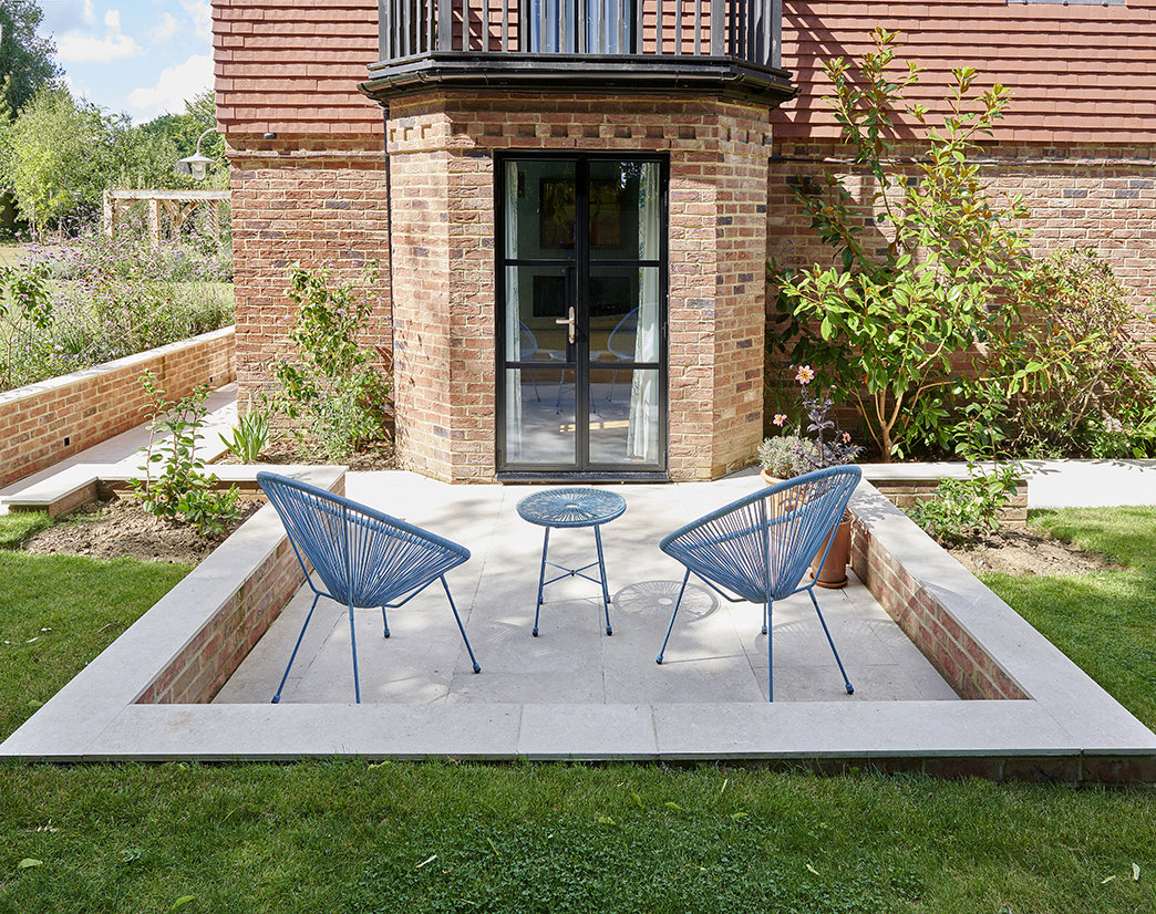 Stunning Sunken Porcelain Patio and Garden