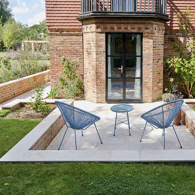 Stunning Sunken Porcelain Patio and Garden