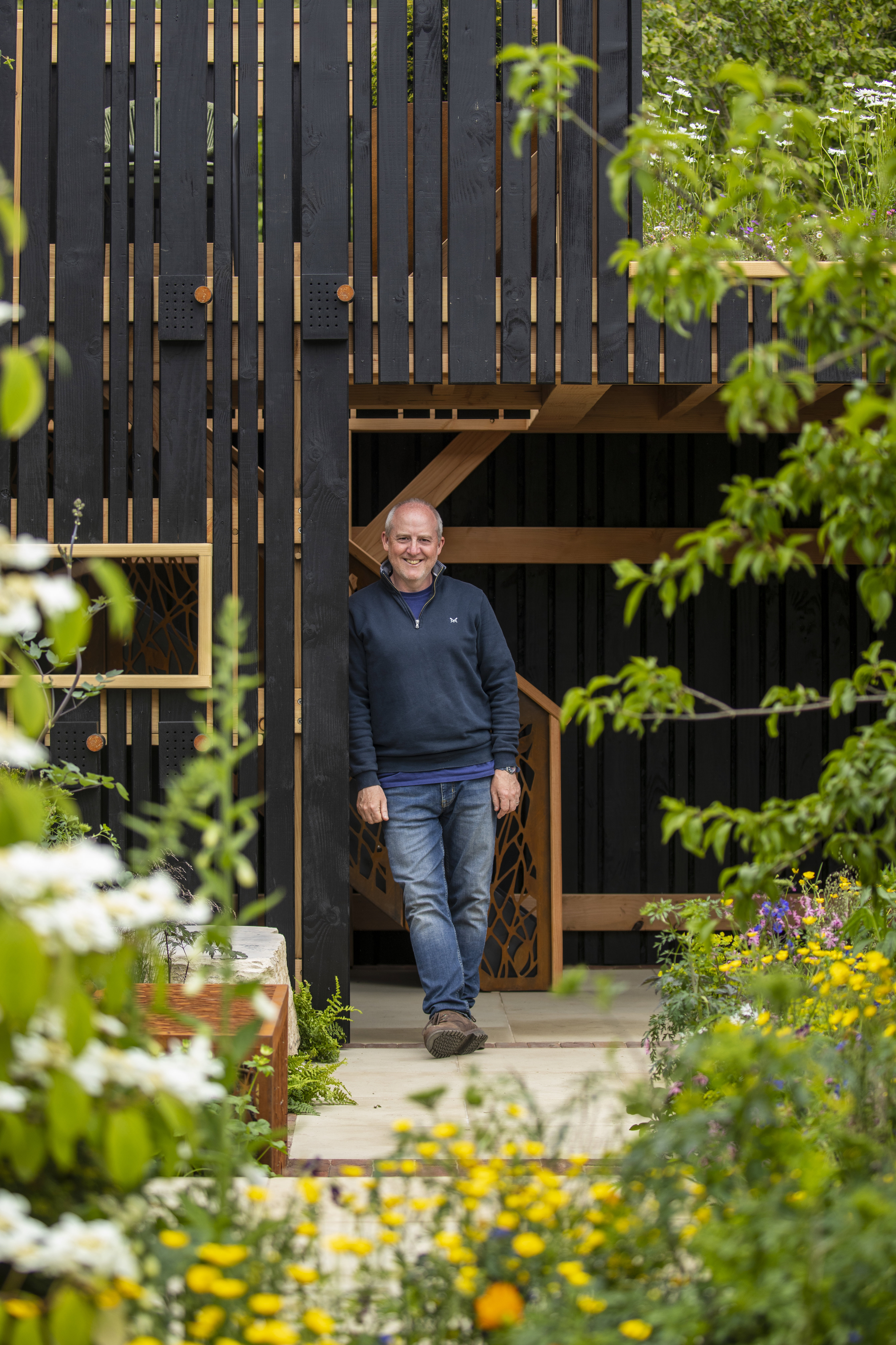 Martyn Wilson on his RSPCA Garden at the RHS Chelsea Flower Show 2023. 