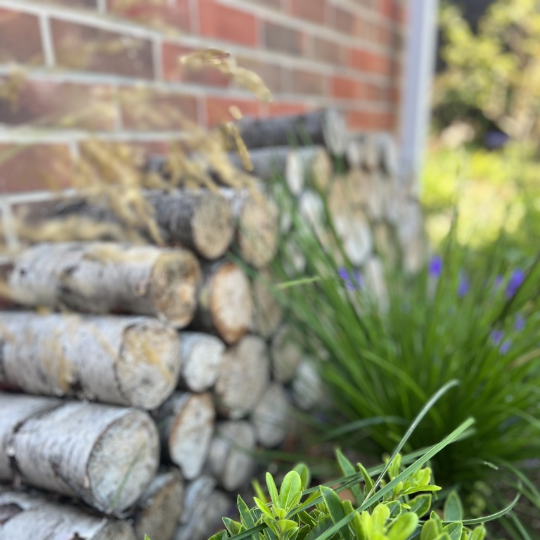 Bug hotel with locally sourced waste timber