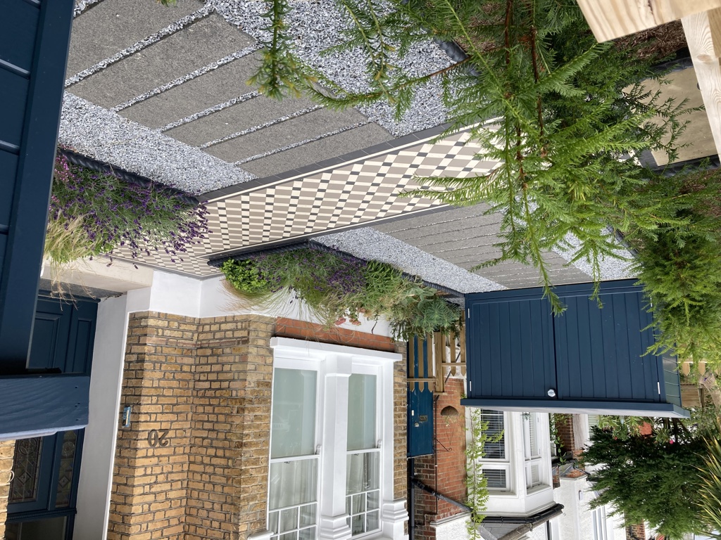 View across to secure bike storage