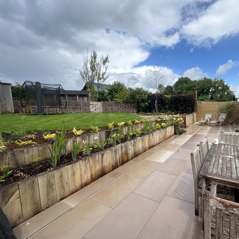 Oak retaing wall and terrace