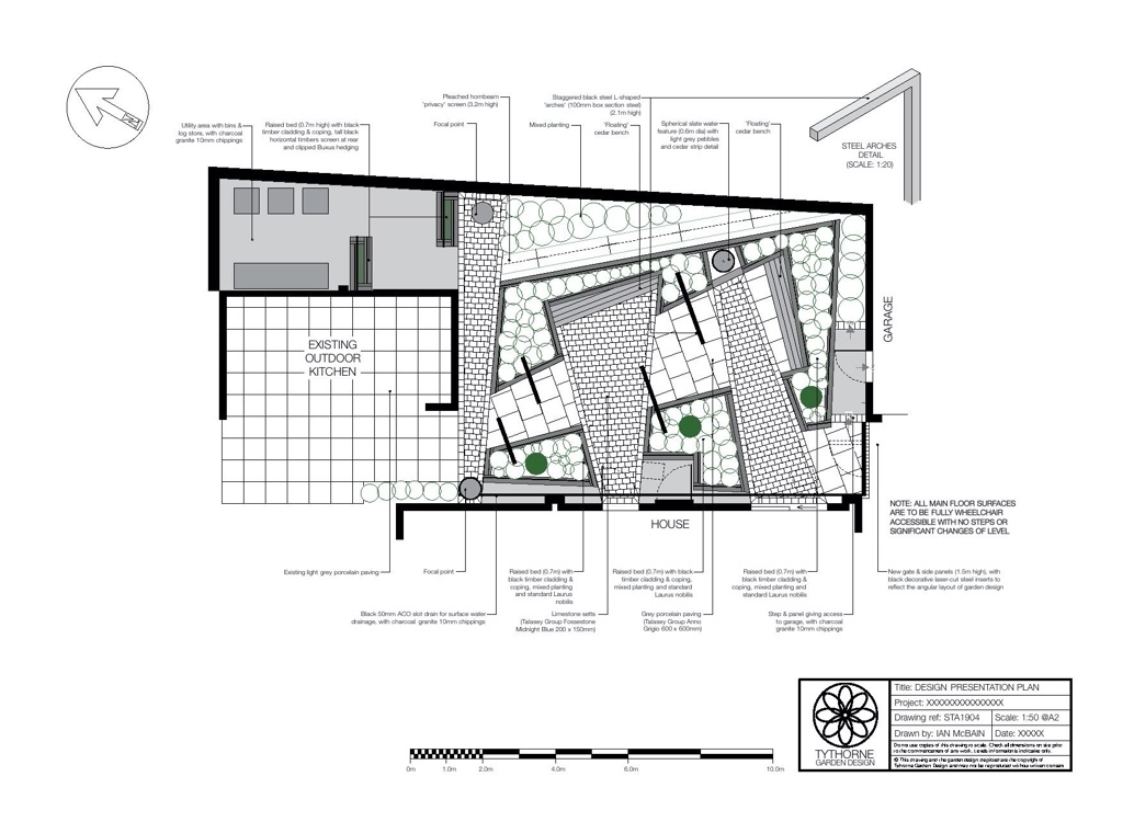 A contemporary courtyard garden with wheelchair accessibility