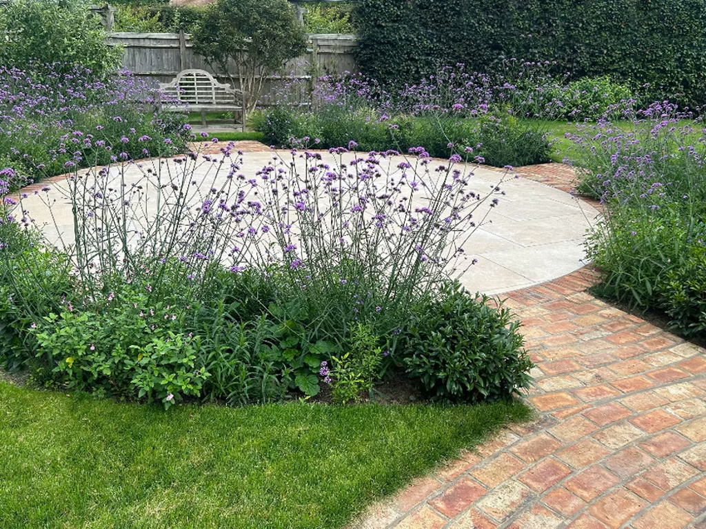 Egyptian Limestone and Cotswold brick circular patio
