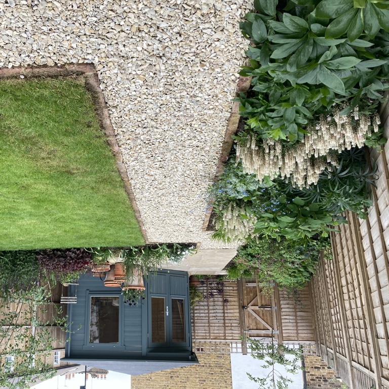 View down path to summerhouse