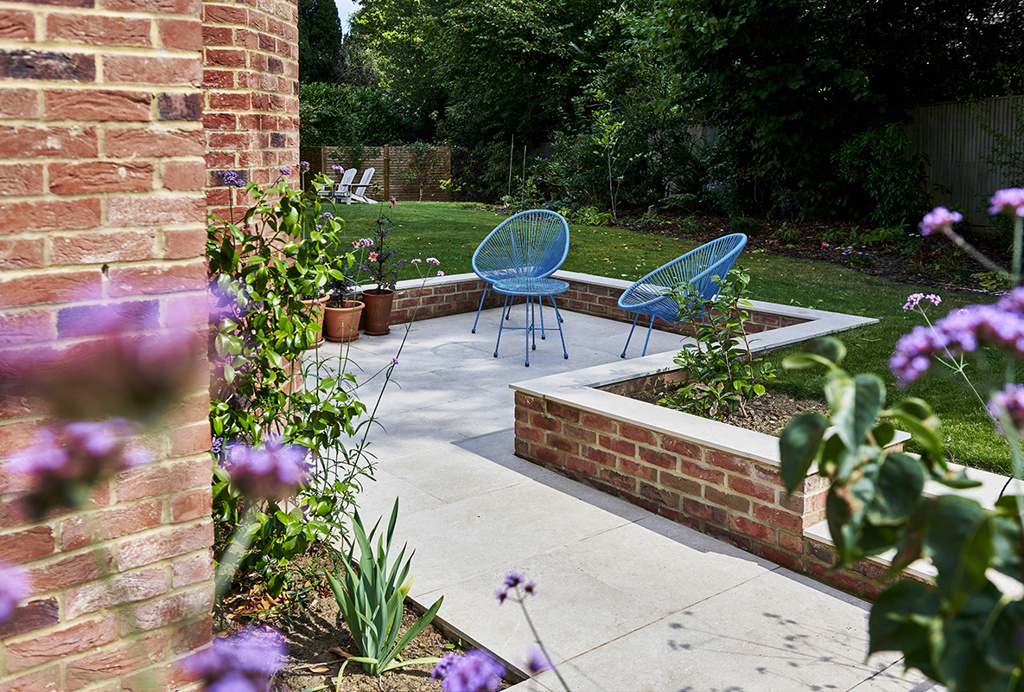 Stunning Sunken Porcelain Patio and Garden